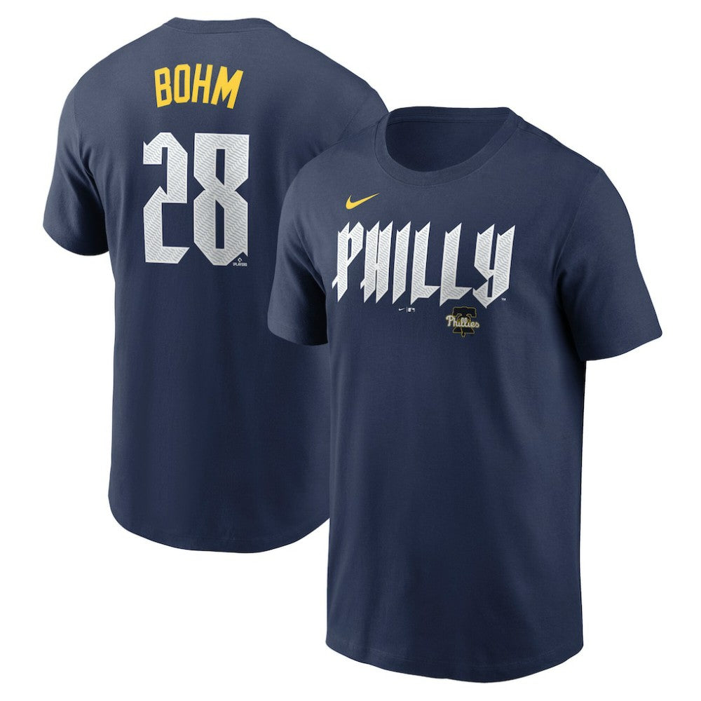 Navy Alec Bohm Philadelphia Phillies Nike 2024 City Connect Fuse Name & Number T-Shirt
