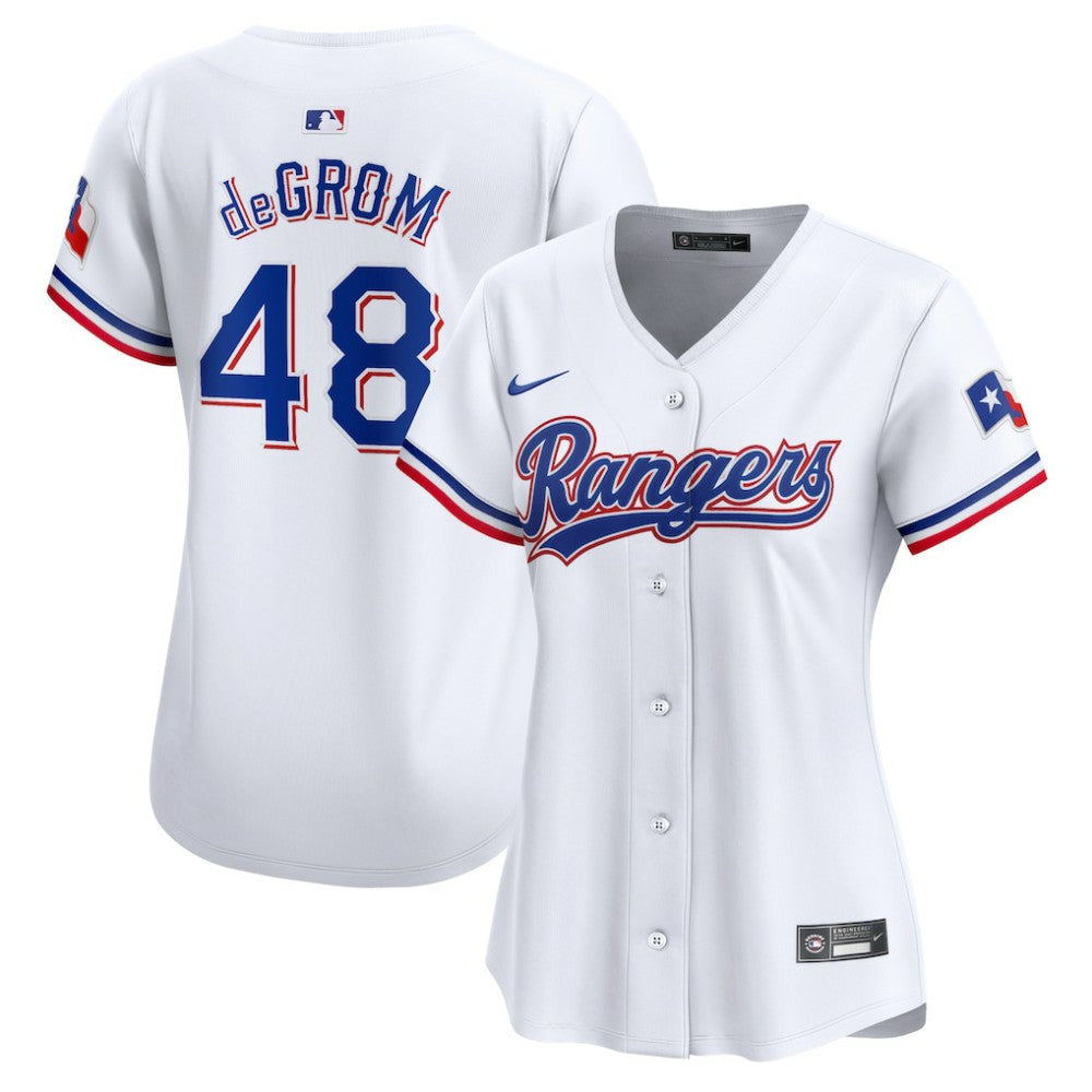 White Jacob deGrom Texas Rangers Nike Women's Home Limited Player Jersey