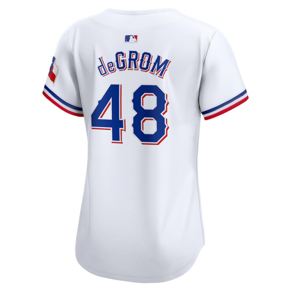 White Jacob deGrom Texas Rangers Nike Women's Home Limited Player Jersey
