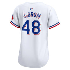 White Jacob deGrom Texas Rangers Nike Women's Home Limited Player Jersey
