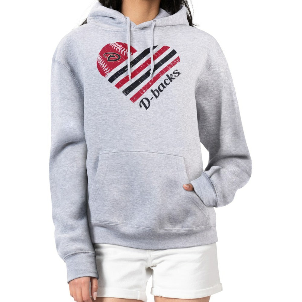 Heather Gray Arizona Diamondbacks G-III 4Her by Carl Banks Women's Heart Fleece Pullover Hoodie