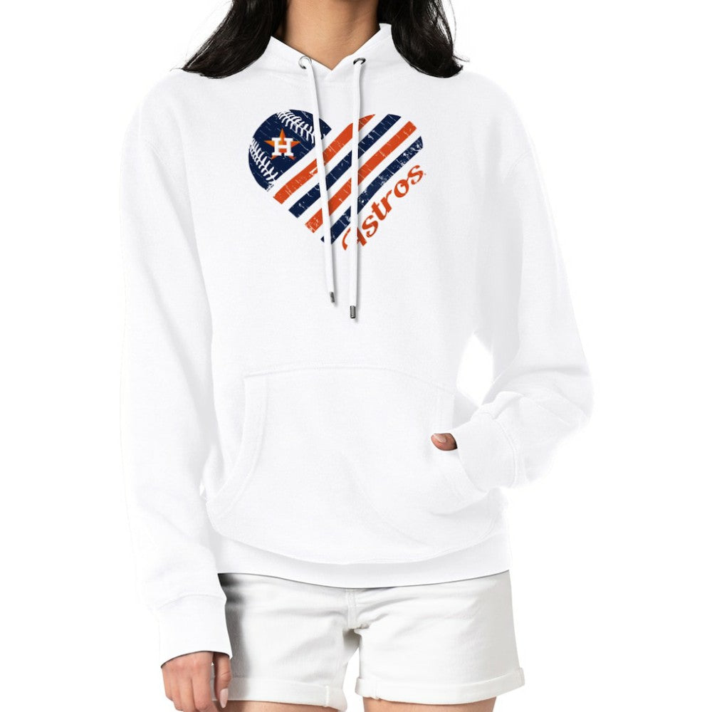 White Houston Astros G-III 4Her by Carl Banks Women's Heart Fleece Pullover Hoodie