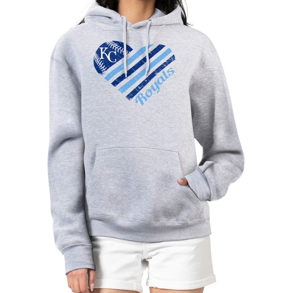 Heather Gray Kansas City Royals G-III 4Her by Carl Banks Women's Heart Fleece Pullover Hoodie