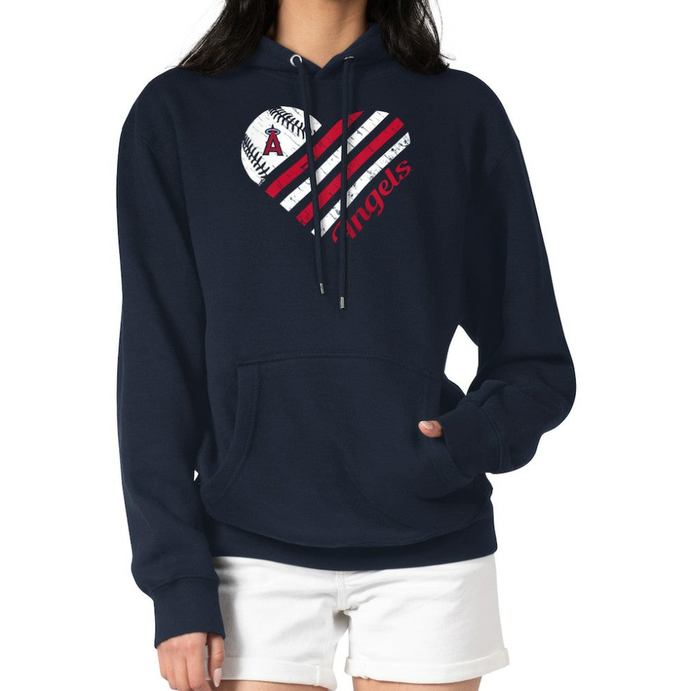Navy Los Angeles Angels G-III 4Her by Carl Banks Women's Heart Fleece Pullover Hoodie
