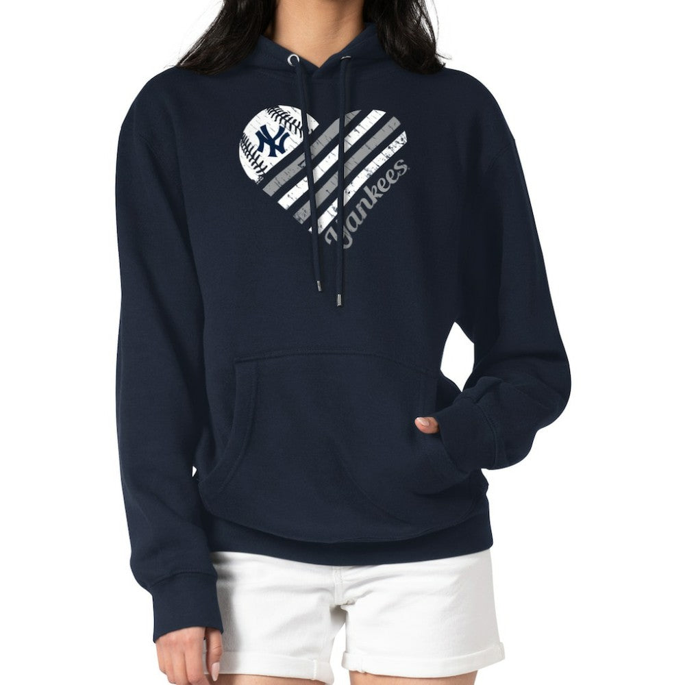 Navy New York Yankees G-III 4Her by Carl Banks Women's Heart Fleece Pullover Hoodie