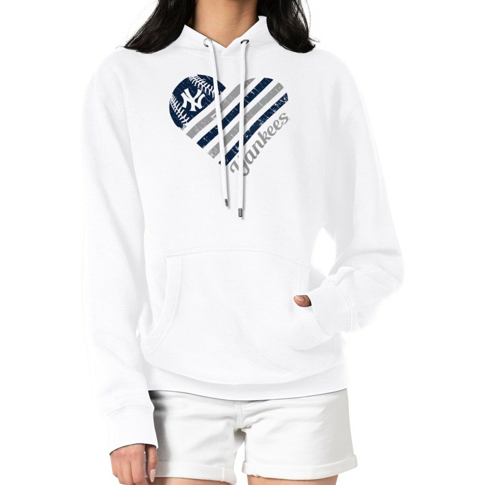 White New York Yankees G-III 4Her by Carl Banks Women's Heart Fleece Pullover Hoodie