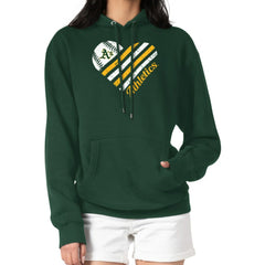 Green Athletics G-III 4Her by Carl Banks Women's Heart Fleece Pullover Hoodie