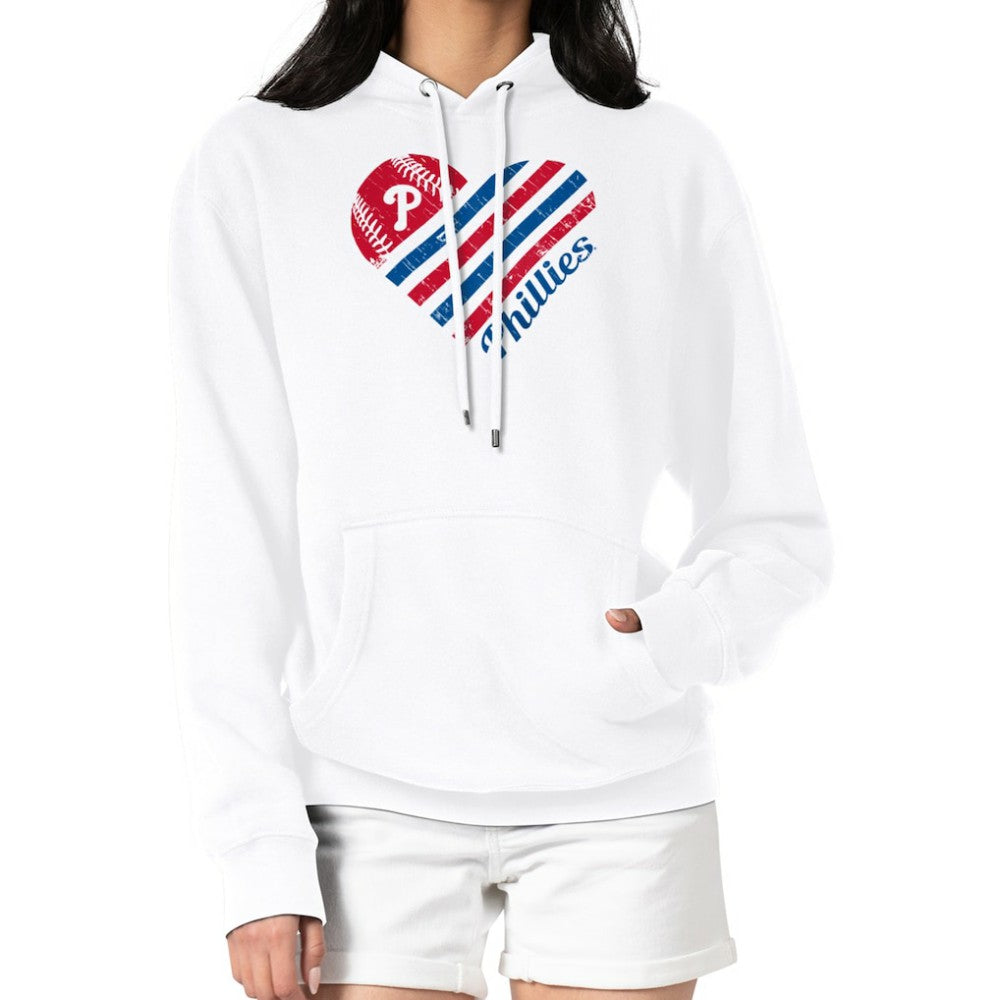 White Philadelphia Phillies G-III 4Her by Carl Banks Women's Heart Fleece Pullover Hoodie