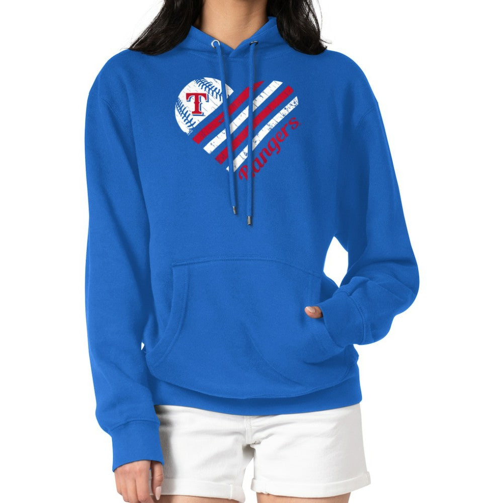 Royal Texas Rangers G-III 4Her by Carl Banks Women's Heart Fleece Pullover Hoodie