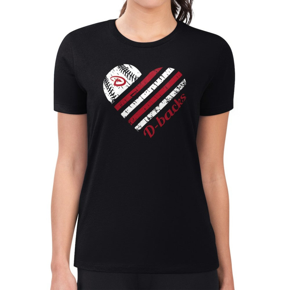 Black Arizona Diamondbacks G-III 4Her by Carl Banks Women's Super-Slim Fit Lightweight Heart Graphic T-Shirt
