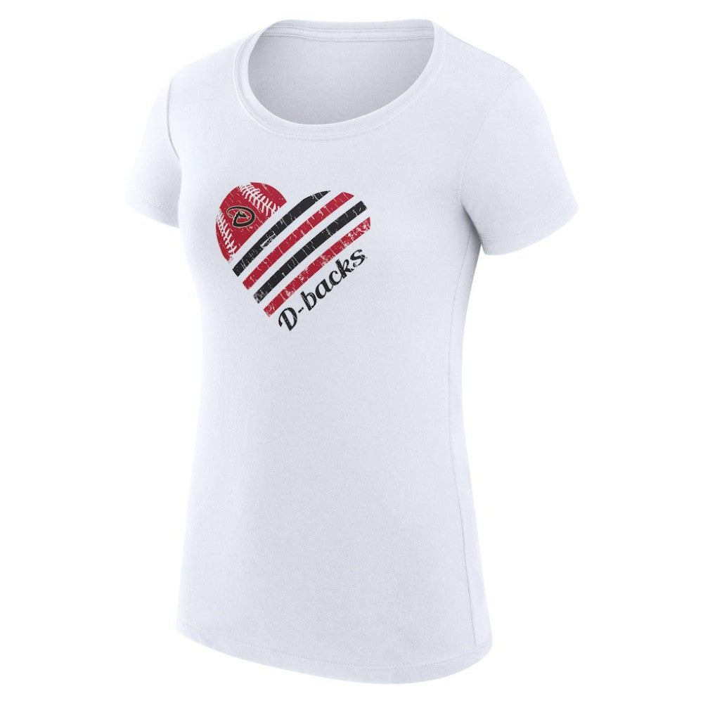 White Arizona Diamondbacks G-III 4Her by Carl Banks Women's Super-Slim Fit Lightweight Heart Graphic T-Shirt