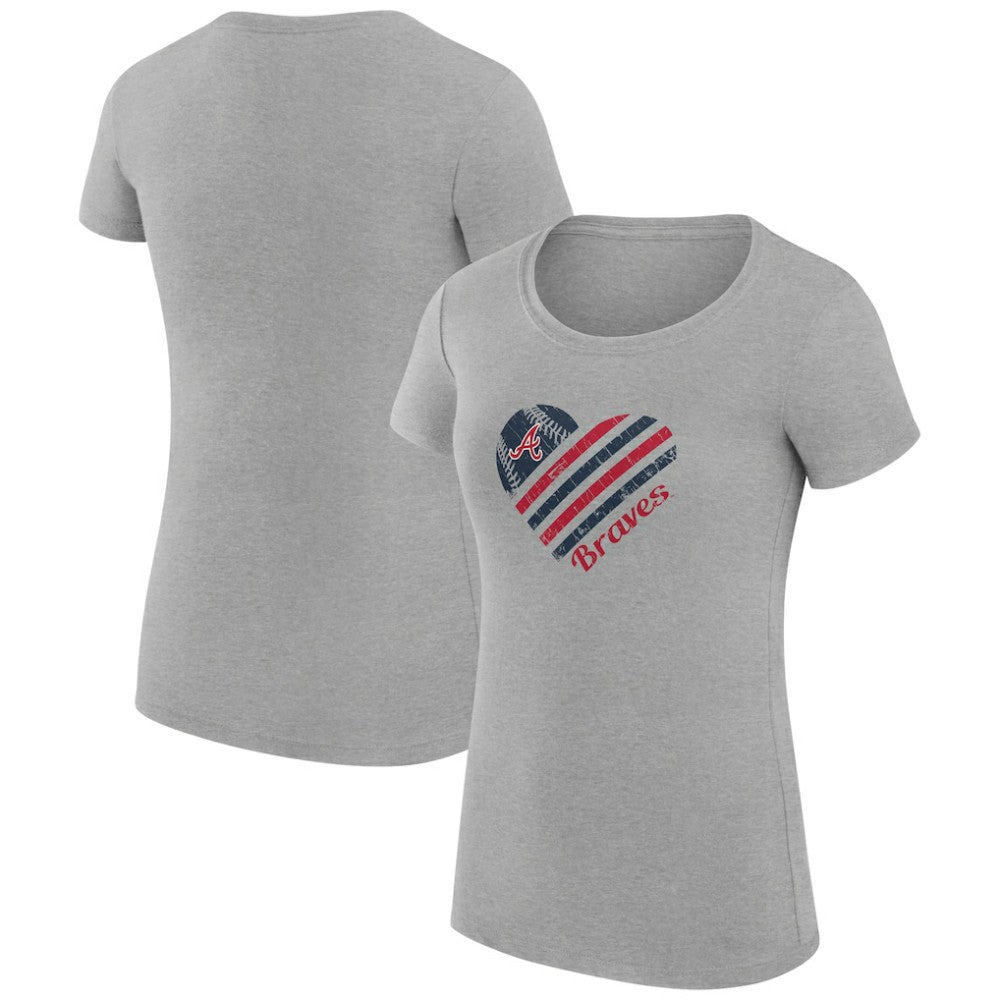 Heather Gray Atlanta Braves G-III 4Her by Carl Banks Women's Super-Slim Fit Lightweight Heart Graphic T-Shirt