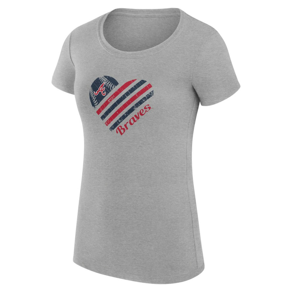 Heather Gray Atlanta Braves G-III 4Her by Carl Banks Women's Super-Slim Fit Lightweight Heart Graphic T-Shirt