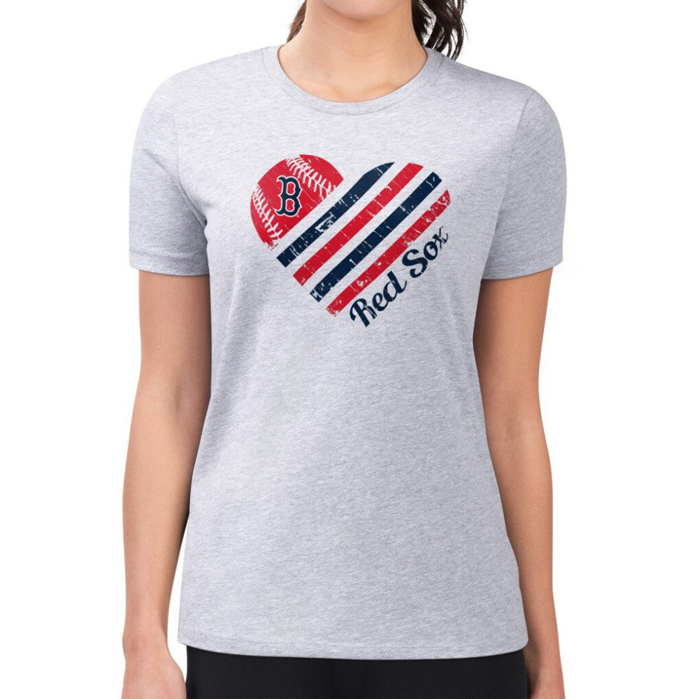 Heather Gray Boston Red Sox G-III 4Her by Carl Banks Women's Super-Slim Fit Lightweight Heart Graphic T-Shirt