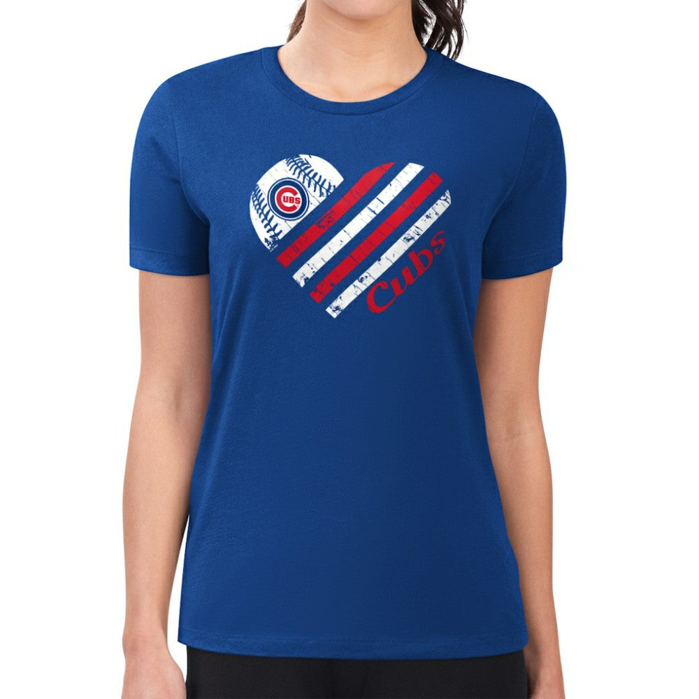 Royal Chicago Cubs G-III 4Her by Carl Banks Women's Super-Slim Fit Lightweight Heart Graphic T-Shirt
