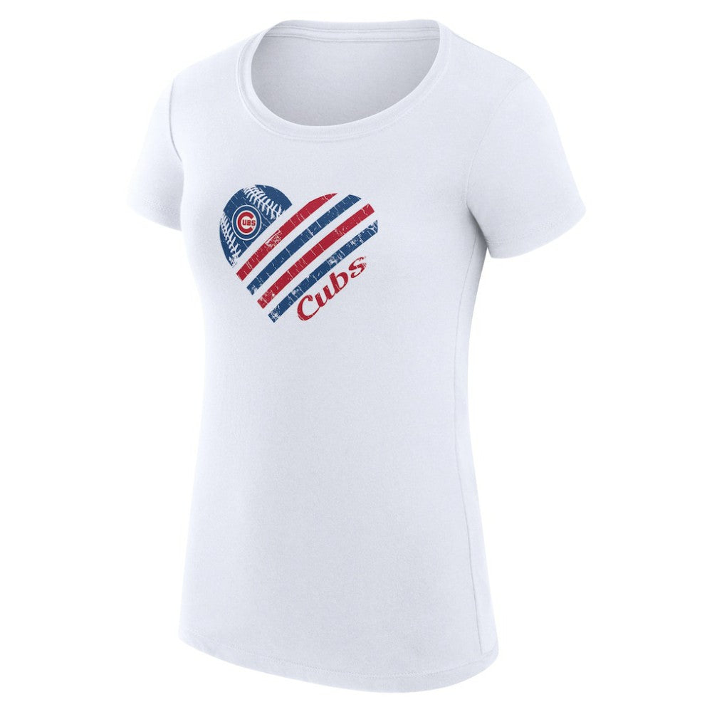 White Chicago Cubs G-III 4Her by Carl Banks Women's Super-Slim Fit Lightweight Heart Graphic T-Shirt