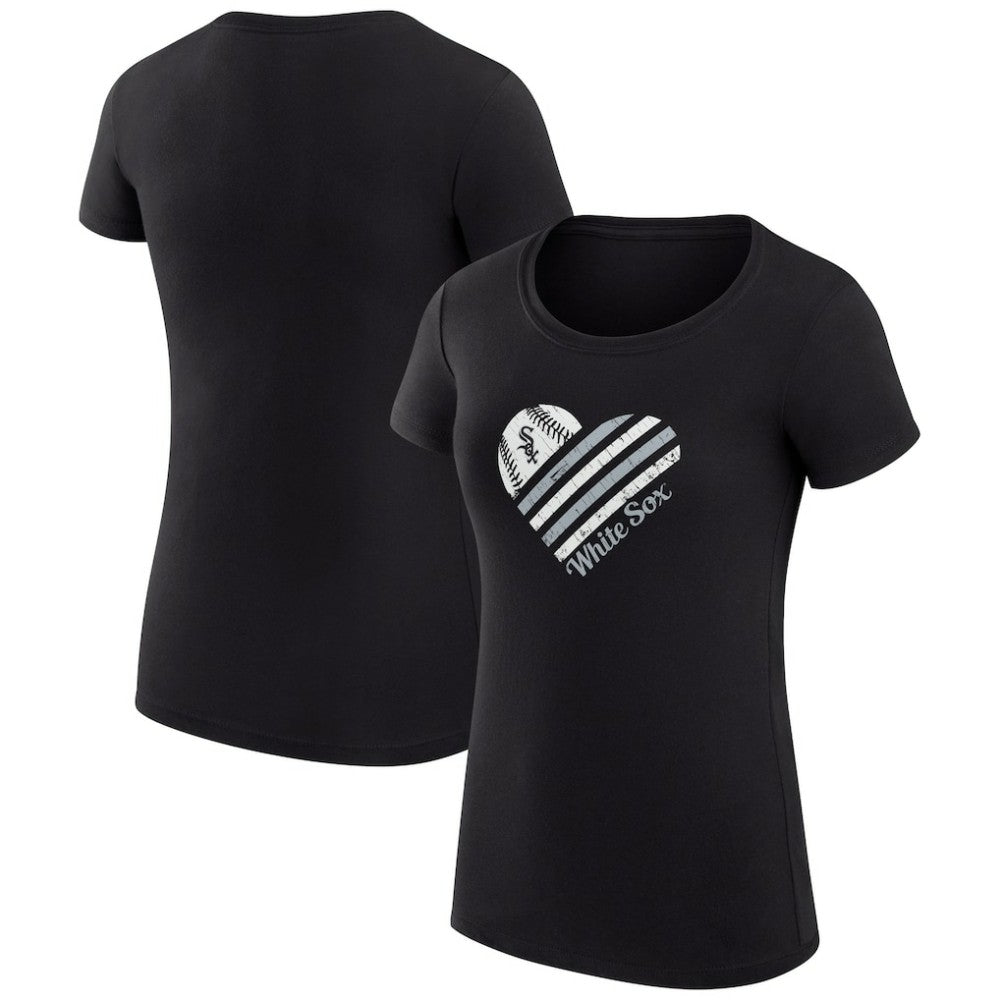 Black Chicago White Sox G-III 4Her by Carl Banks Women's Super-Slim Fit Lightweight Heart Graphic T-Shirt