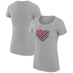 Heather Gray Cincinnati Reds G-III 4Her by Carl Banks Women's Super-Slim Fit Lightweight Heart Graphic T-Shirt