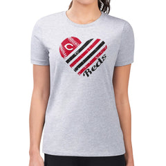 Heather Gray Cincinnati Reds G-III 4Her by Carl Banks Women's Super-Slim Fit Lightweight Heart Graphic T-Shirt