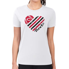 White Cincinnati Reds G-III 4Her by Carl Banks Women's Super-Slim Fit Lightweight Heart Graphic T-Shirt