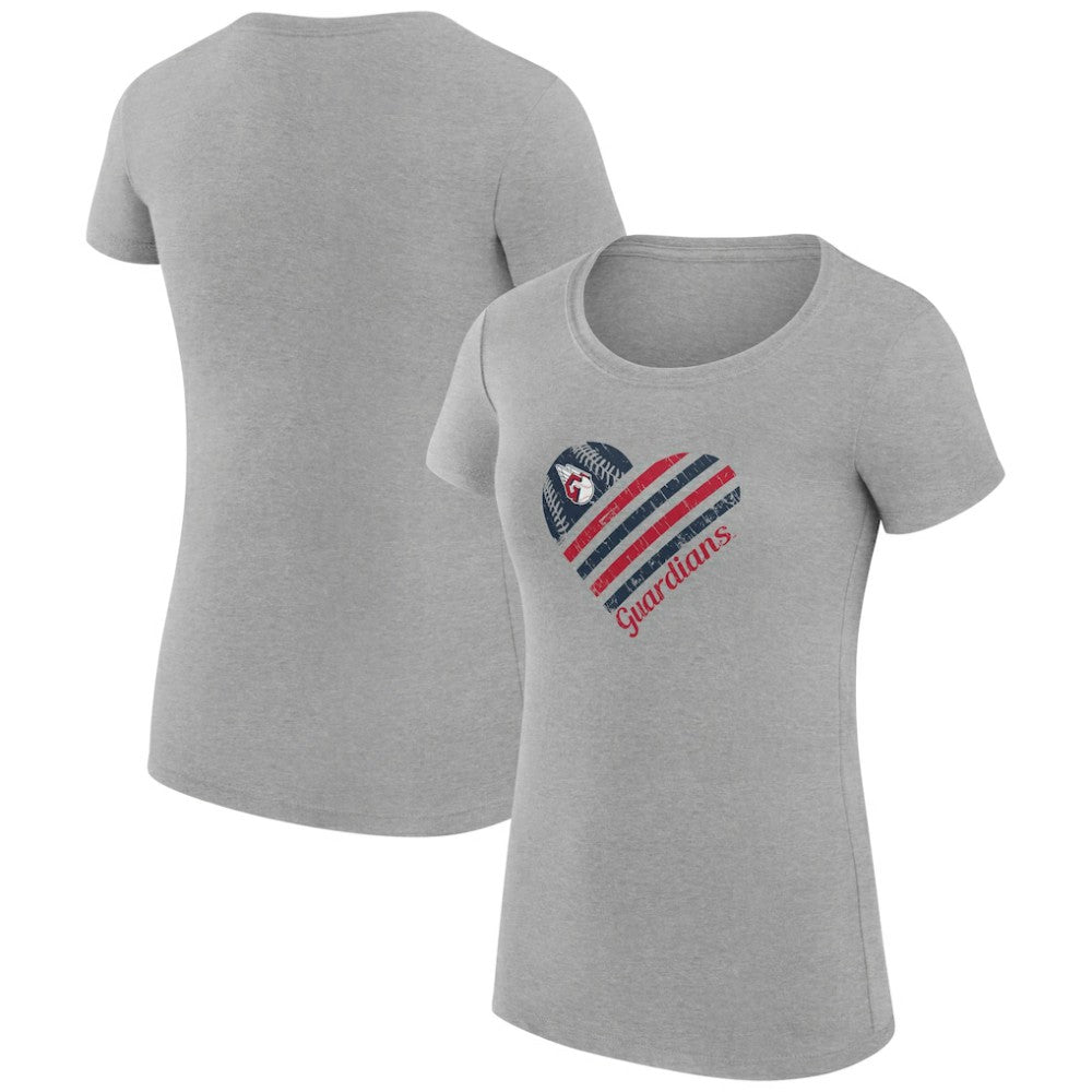 Heather Gray Cleveland Guardians G-III 4Her by Carl Banks Women's Super-Slim Fit Lightweight Heart Graphic T-Shirt