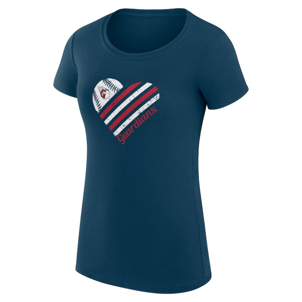Navy Cleveland Guardians G-III 4Her by Carl Banks Women's Super-Slim Fit Lightweight Heart Graphic T-Shirt