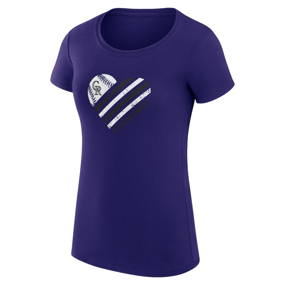 Purple Colorado Rockies G-III 4Her by Carl Banks Women's Super-Slim Fit Lightweight Heart Graphic T-Shirt