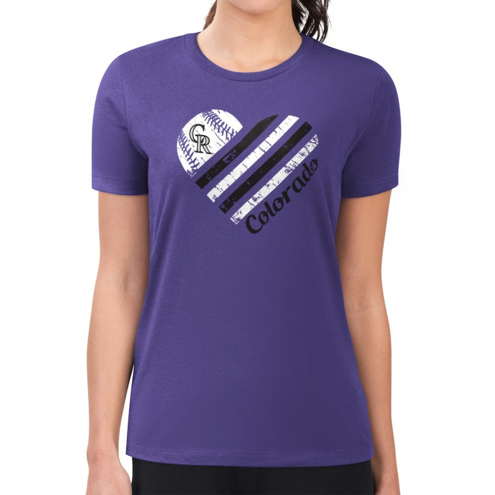 Purple Colorado Rockies G-III 4Her by Carl Banks Women's Super-Slim Fit Lightweight Heart Graphic T-Shirt