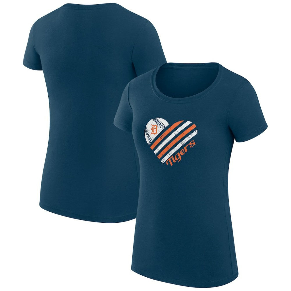 Navy Detroit Tigers G-III 4Her by Carl Banks Women's Super-Slim Fit Lightweight Heart Graphic T-Shirt