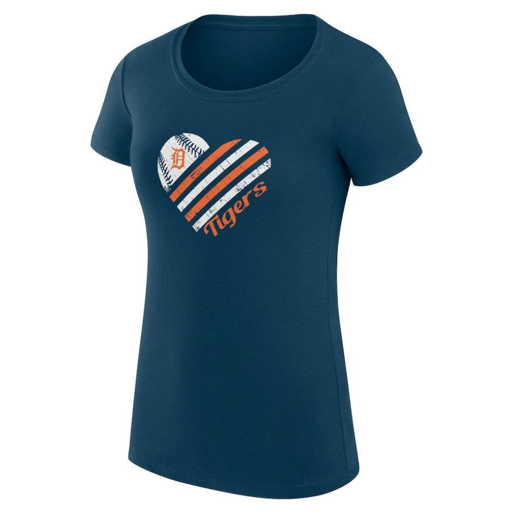 Navy Detroit Tigers G-III 4Her by Carl Banks Women's Super-Slim Fit Lightweight Heart Graphic T-Shirt