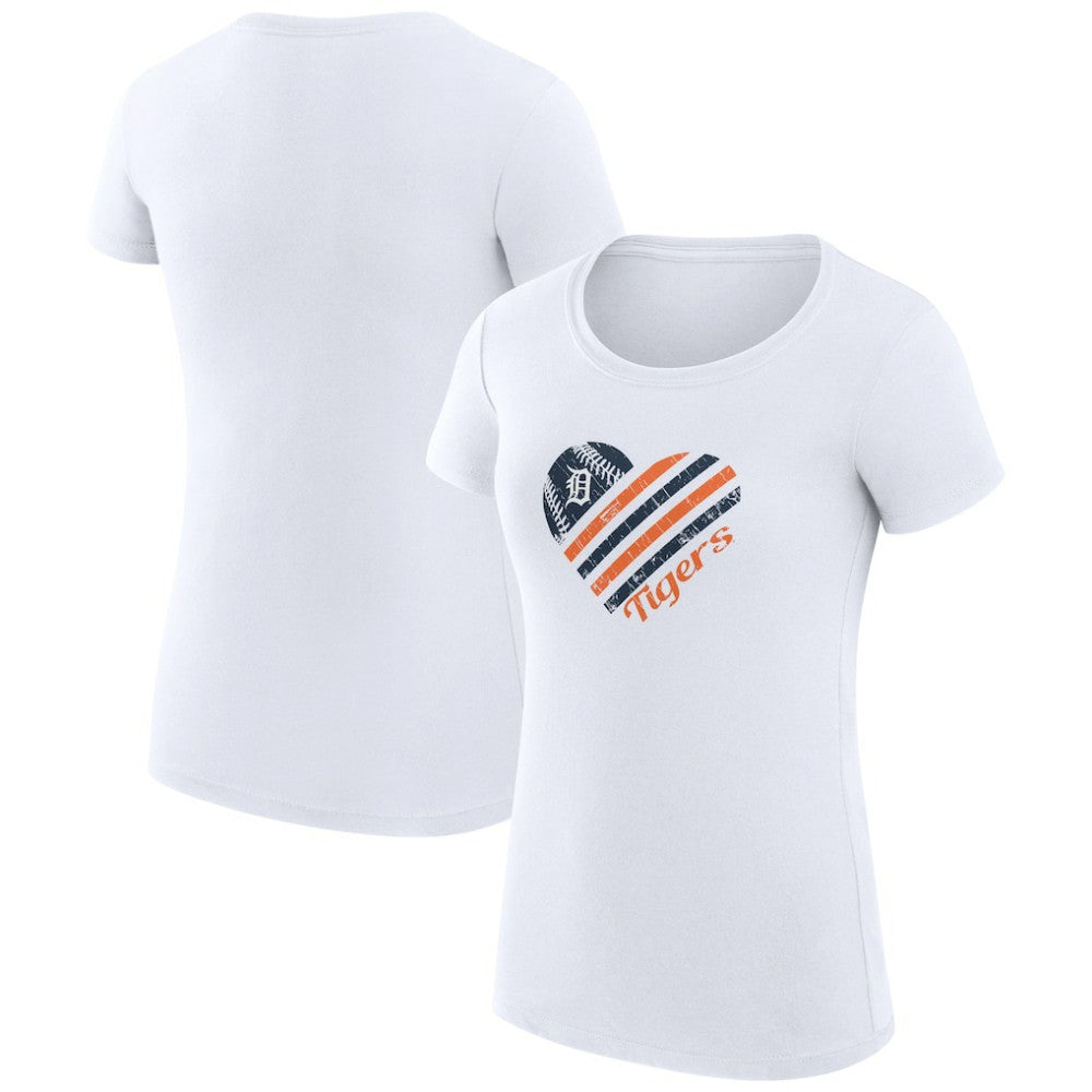 White Detroit Tigers G-III 4Her by Carl Banks Women's Super-Slim Fit Lightweight Heart Graphic T-Shirt