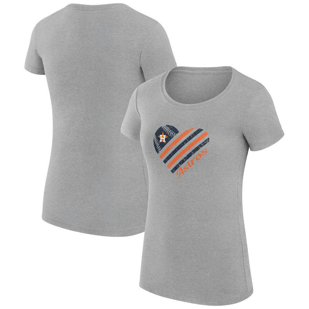 Heather Gray Houston Astros G-III 4Her by Carl Banks Women's Super-Slim Fit Lightweight Heart Graphic T-Shirt