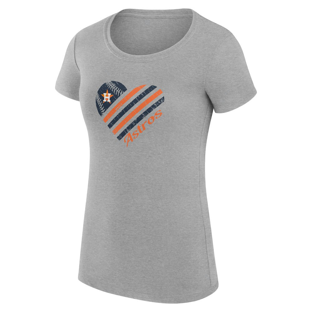 Heather Gray Houston Astros G-III 4Her by Carl Banks Women's Super-Slim Fit Lightweight Heart Graphic T-Shirt
