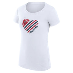 White Los Angeles Angels G-III 4Her by Carl Banks Women's Super-Slim Fit Lightweight Heart Graphic T-Shirt