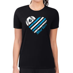 Black Miami Marlins G-III 4Her by Carl Banks Women's Super-Slim Fit Lightweight Heart Graphic T-Shirt
