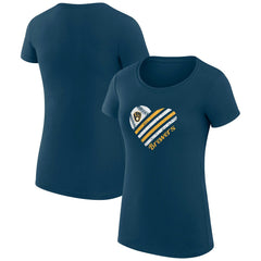 Navy Milwaukee Brewers G-III 4Her by Carl Banks Women's Super-Slim Fit Lightweight Heart Graphic T-Shirt