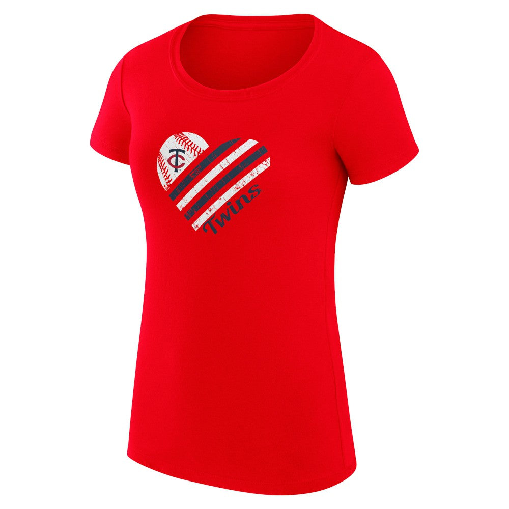 Red Minnesota Twins G-III 4Her by Carl Banks Women's Super-Slim Fit Lightweight Heart Graphic T-Shirt