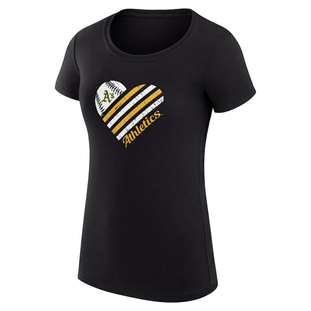 Black Athletics G-III 4Her by Carl Banks Women's Super-Slim Fit Lightweight Heart Graphic T-Shirt
