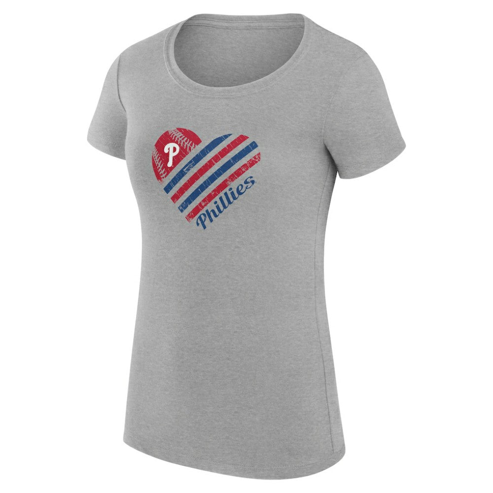 Heather Gray Philadelphia Phillies G-III 4Her by Carl Banks Women's Super-Slim Fit Lightweight Heart Graphic T-Shirt