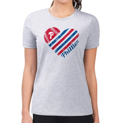 Heather Gray Philadelphia Phillies G-III 4Her by Carl Banks Women's Super-Slim Fit Lightweight Heart Graphic T-Shirt