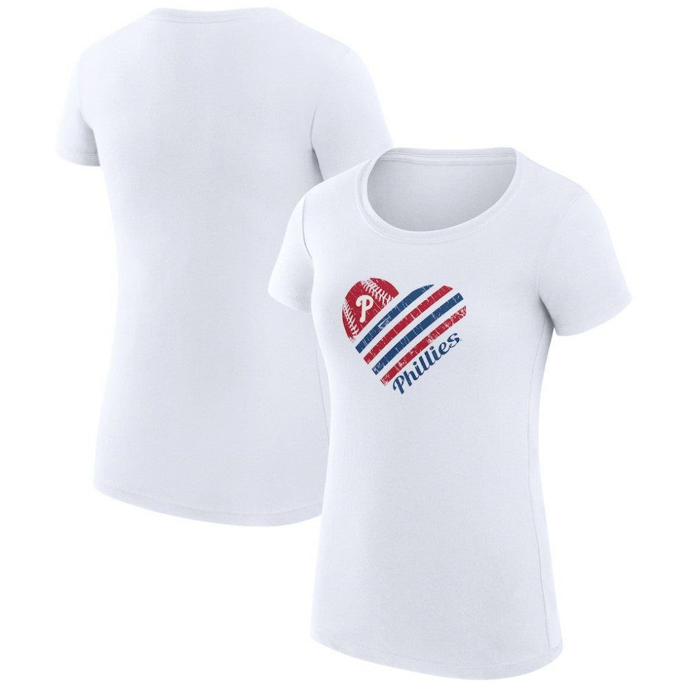 White Philadelphia Phillies G-III 4Her by Carl Banks Women's Super-Slim Fit Lightweight Heart Graphic T-Shirt