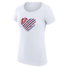 White Philadelphia Phillies G-III 4Her by Carl Banks Women's Super-Slim Fit Lightweight Heart Graphic T-Shirt