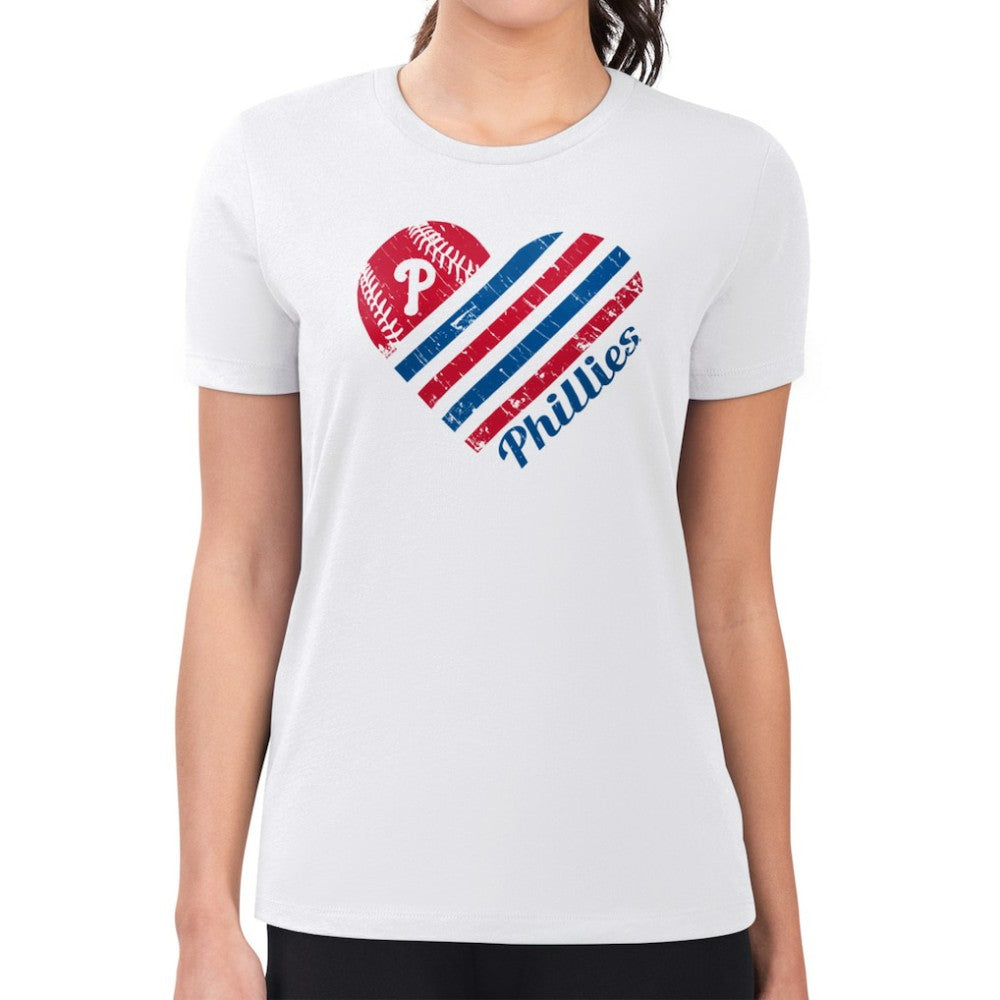 White Philadelphia Phillies G-III 4Her by Carl Banks Women's Super-Slim Fit Lightweight Heart Graphic T-Shirt