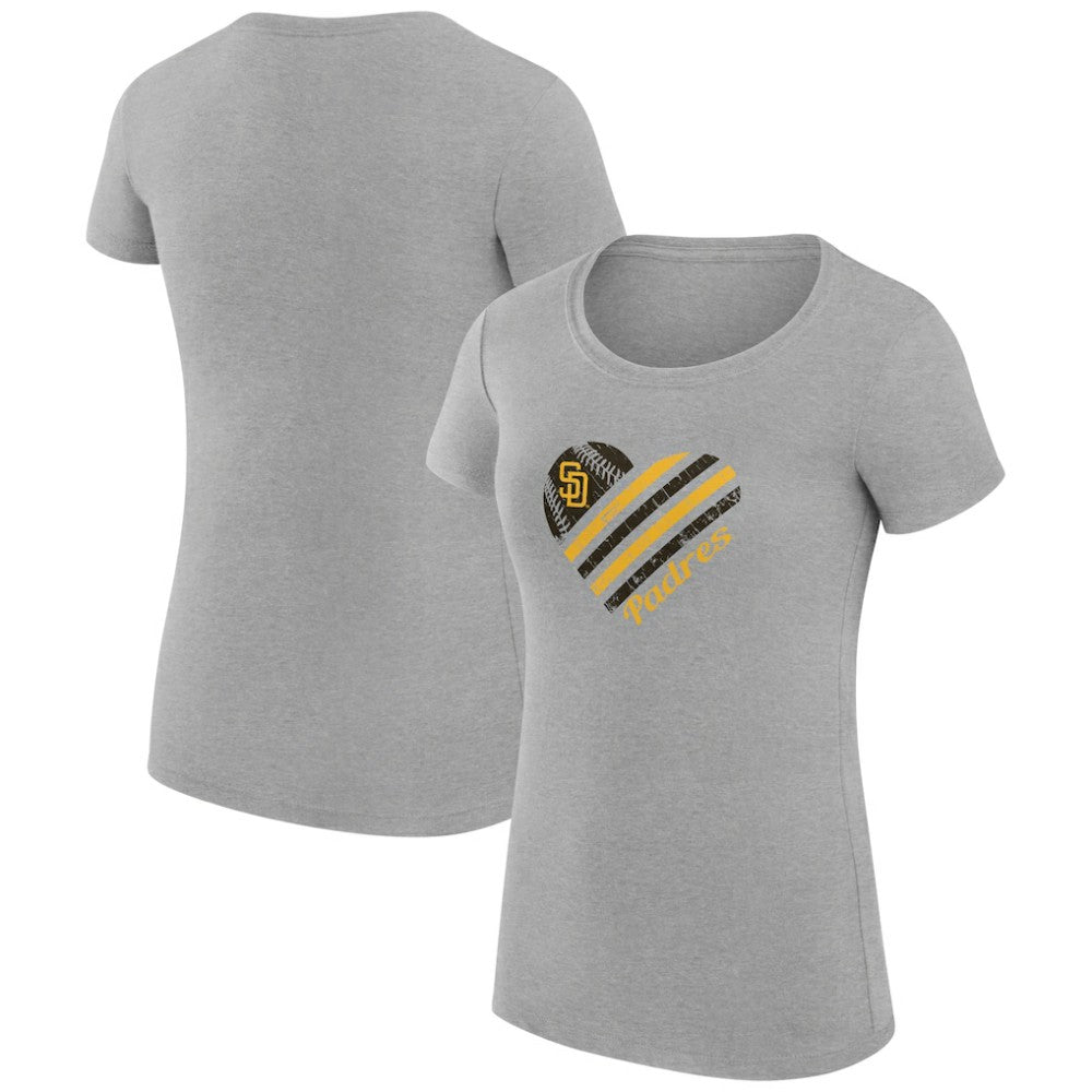 Heather Gray San Diego Padres G-III 4Her by Carl Banks Women's Super-Slim Fit Lightweight Heart Graphic T-Shirt