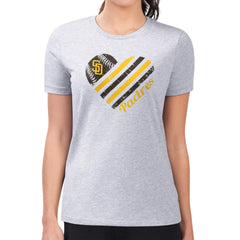 Heather Gray San Diego Padres G-III 4Her by Carl Banks Women's Super-Slim Fit Lightweight Heart Graphic T-Shirt