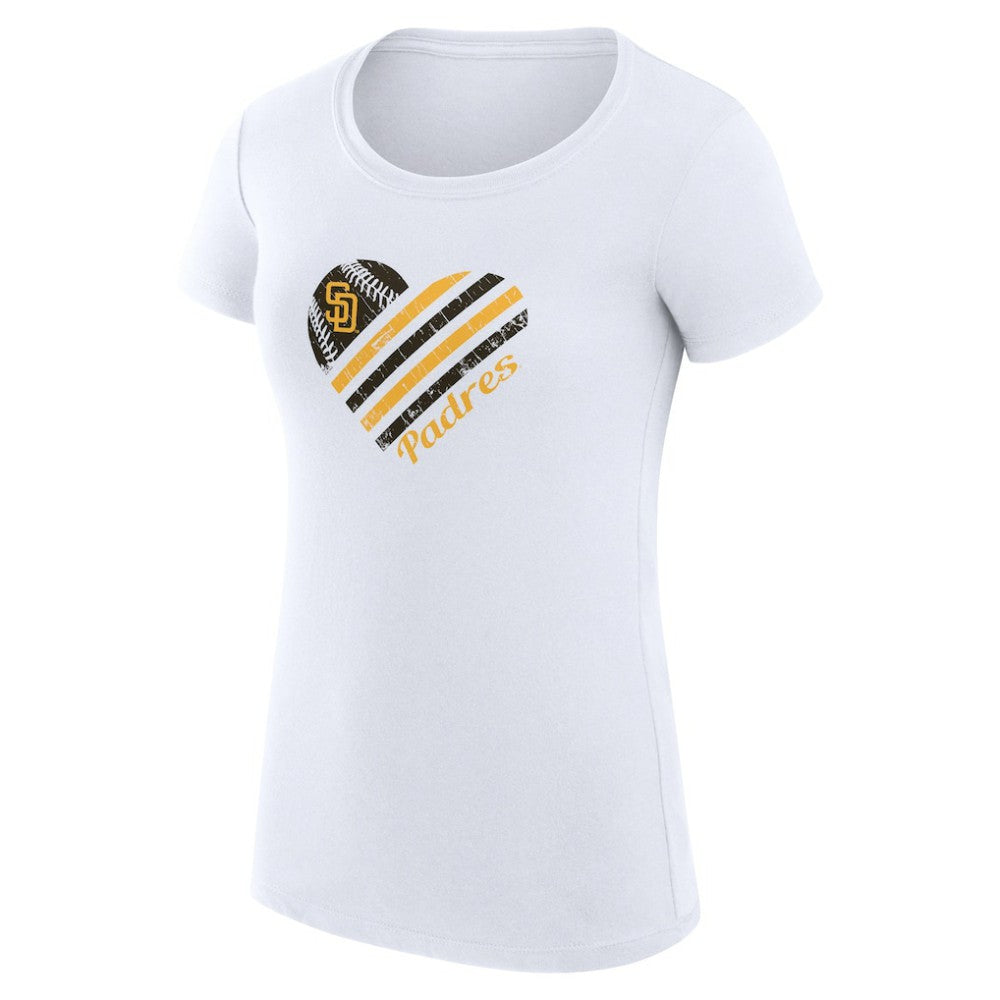 White San Diego Padres G-III 4Her by Carl Banks Women's Super-Slim Fit Lightweight Heart Graphic T-Shirt