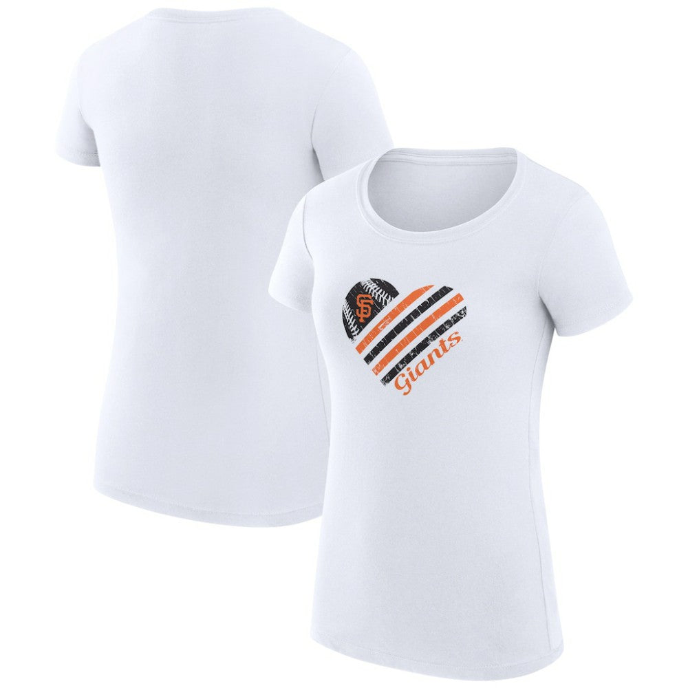 White San Francisco Giants G-III 4Her by Carl Banks Women's Super-Slim Fit Lightweight Heart Graphic T-Shirt