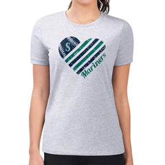 Heather Gray Seattle Mariners G-III 4Her by Carl Banks Women's Super-Slim Fit Lightweight Heart Graphic T-Shirt