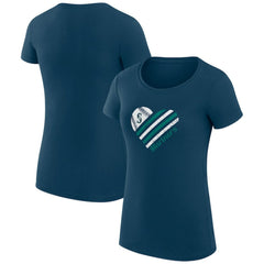 Navy Seattle Mariners G-III 4Her by Carl Banks Women's Super-Slim Fit Lightweight Heart Graphic T-Shirt