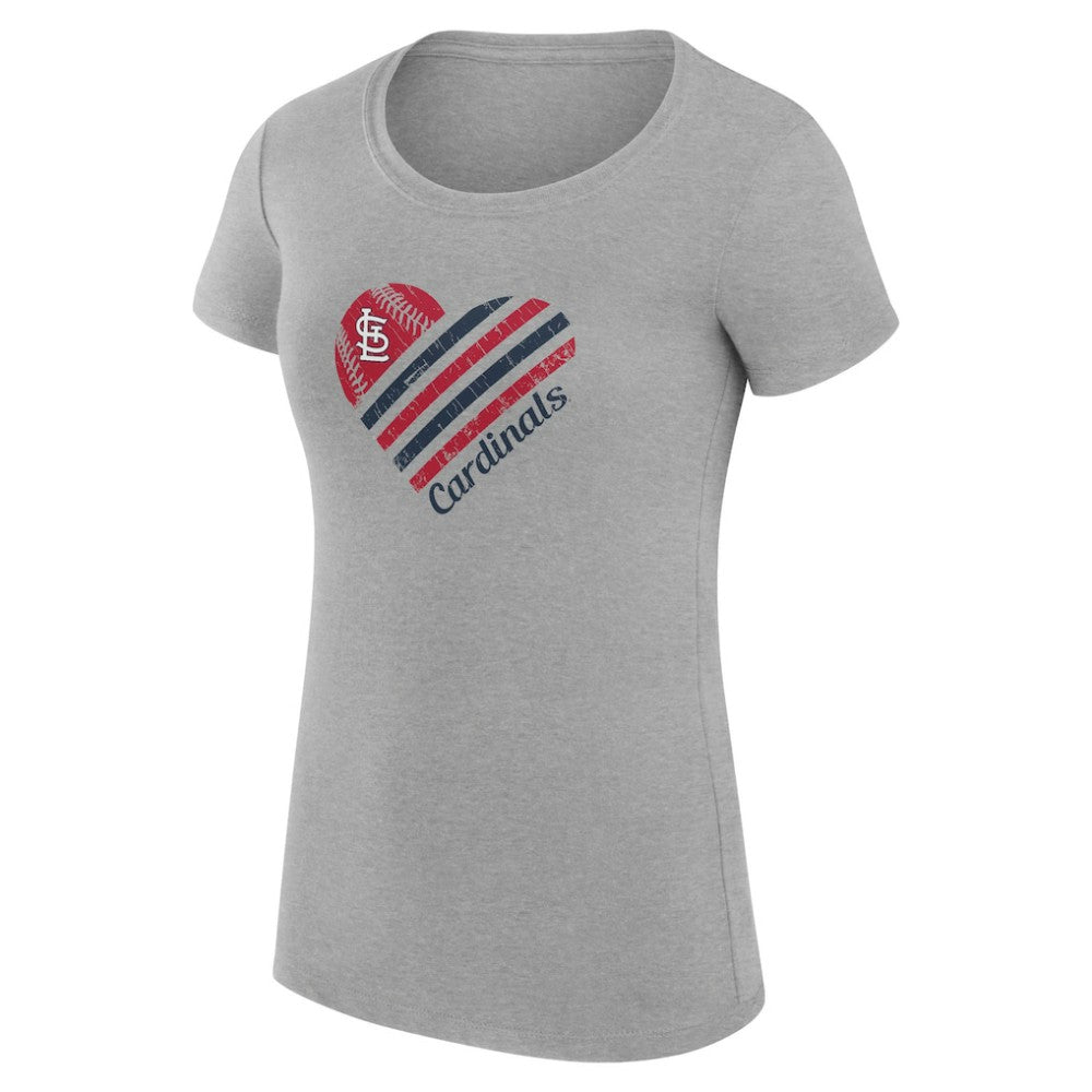 Heather Gray St. Louis Cardinals G-III 4Her by Carl Banks Women's Super-Slim Fit Lightweight Heart Graphic T-Shirt